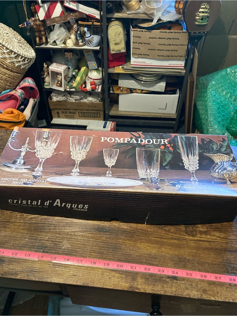 Pompadour vintage 6 lead crystal glasses